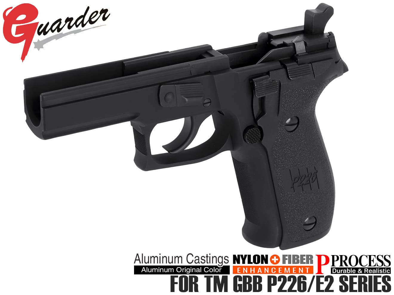 P226-88(A)BK■GUARDER P226R Late Ver アルミフレーム コンプリートセット w/ スチール強化リアシャーシASSY for マルイ P226◆MARUI GBB ガスブロ P226RAIL