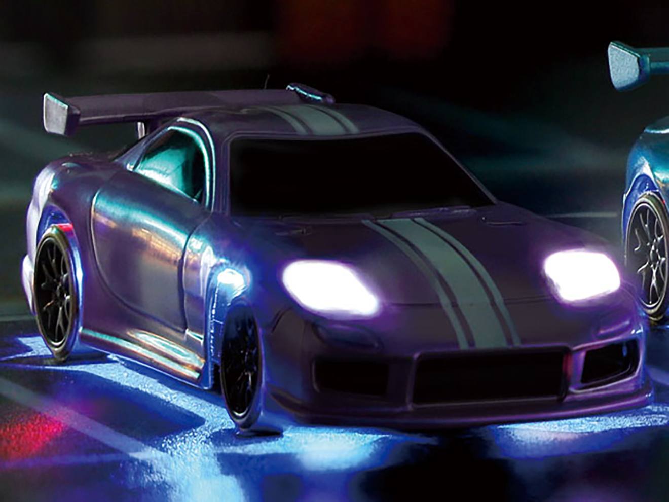 TURBO RACING 1/76スケール ドリフトカー C61パープル◆ミニチュアRCカー 未塗装スペアボディ2個付 ジャイロセンサー内蔵 スロットル調整可能 ターボレーシング