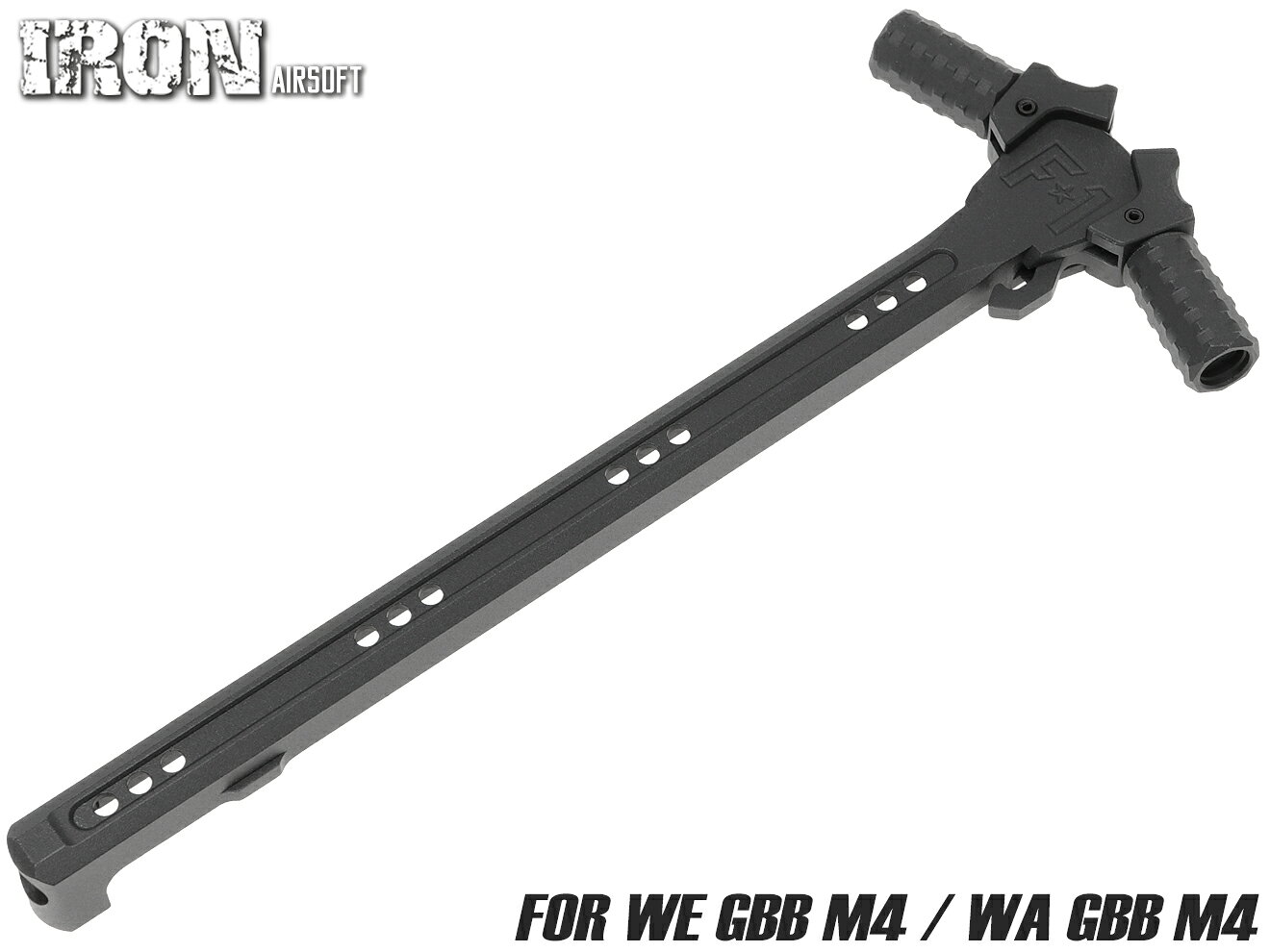 IRON AIRSOFT F-1 FIREARMS アルミCNC アンビチャージングハンドル for WA/WE GBB M4/PTW◆ウェスタンアームズ トレポン システマ Avalanche アイアンエアソフト