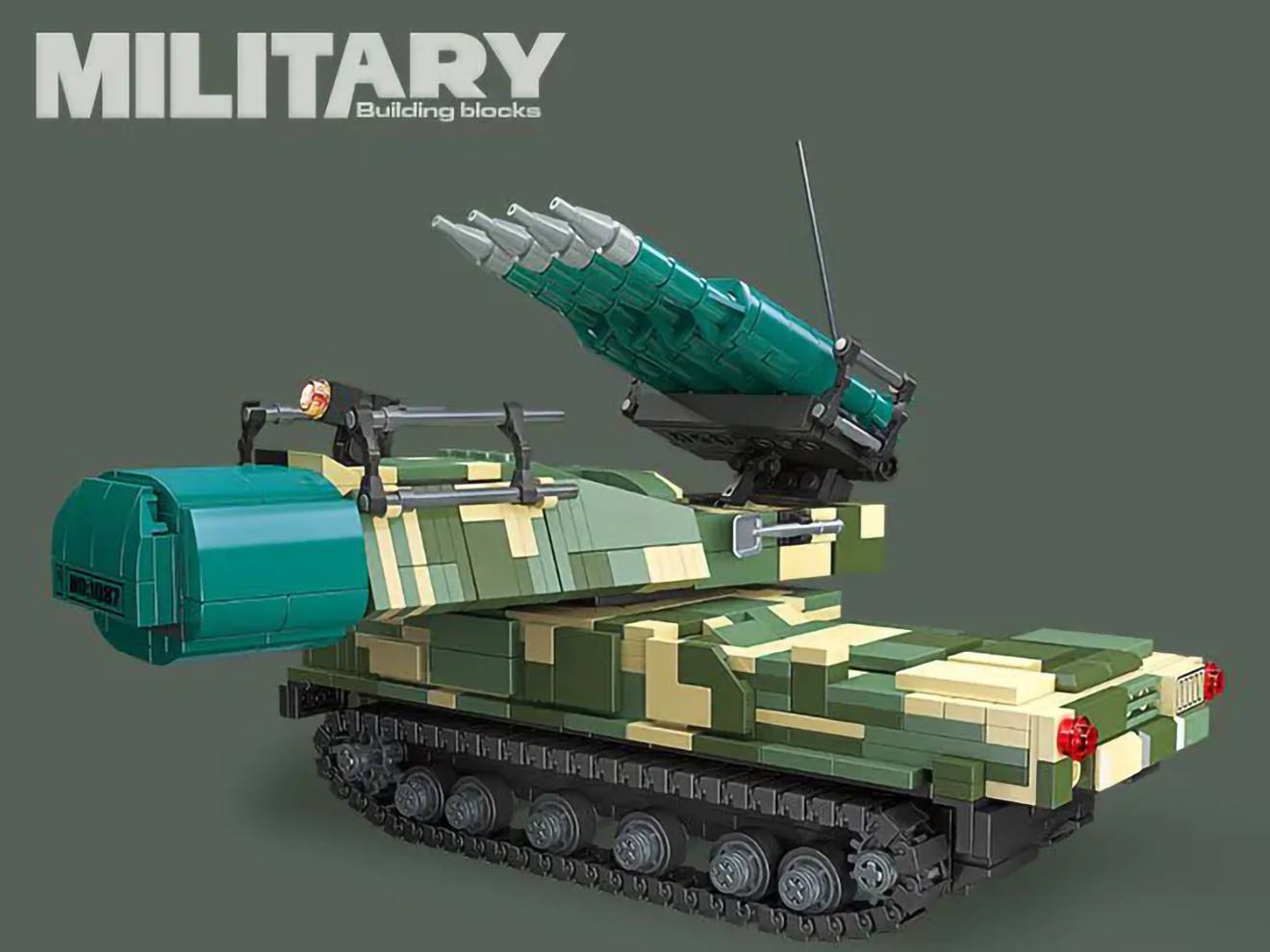 ミリタリーベースのAFM ブークM1-2 地対空ミサイル車 986Blocks◆ブロック リアル 再現 知育 玩具 プレゼント 組み立て 楽しい おもちゃ ミリタリー ジオラマ 軍隊 教育 模型 トイ｜アングル2