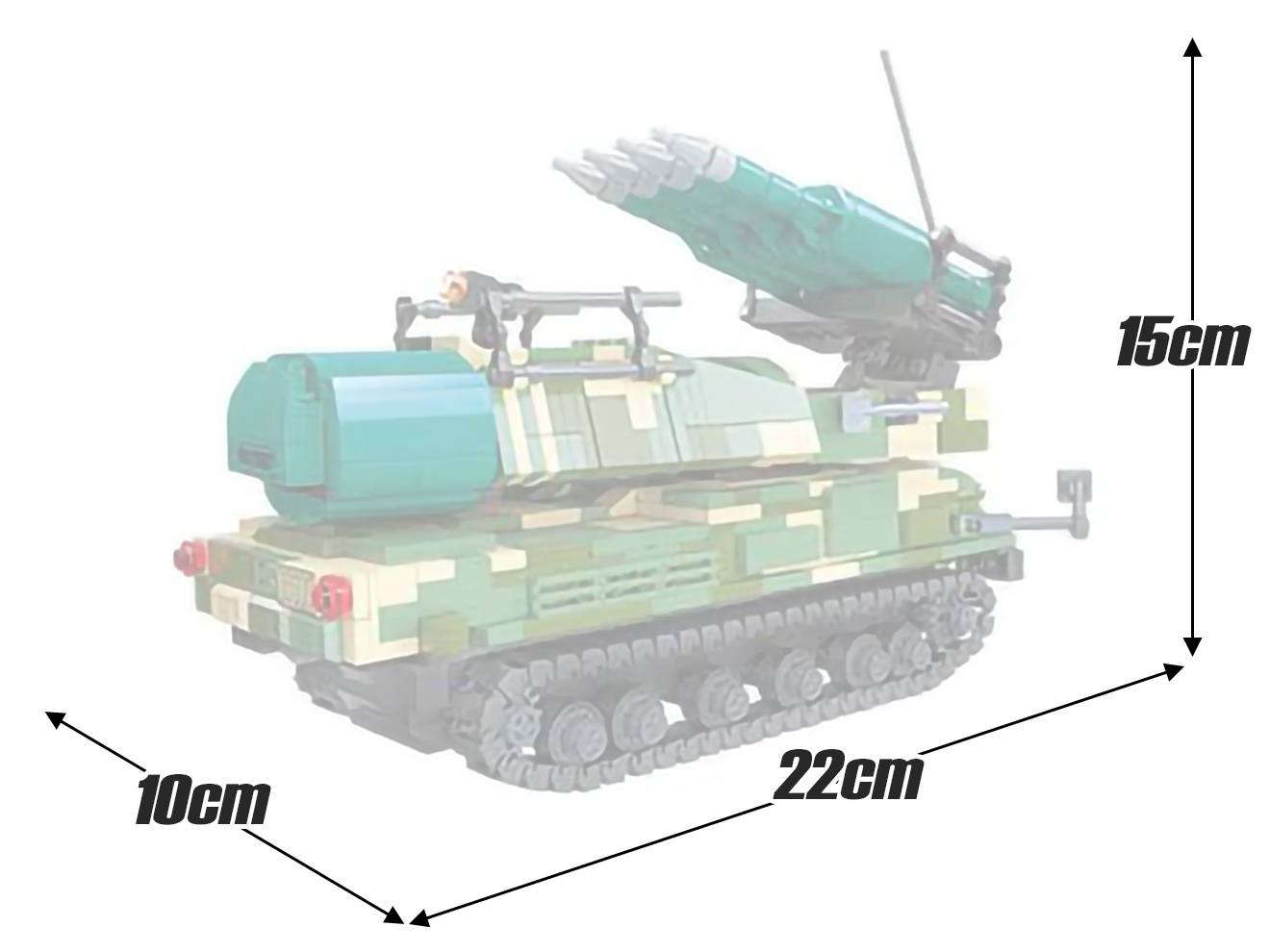 ミリタリーベースのAFM ブークM1-2 地対空ミサイル車 986Blocks◆ブロック リアル 再現 知育 玩具 プレゼント 組み立て 楽しい おもちゃ ミリタリー ジオラマ 軍隊 教育 模型 トイ｜アングル3