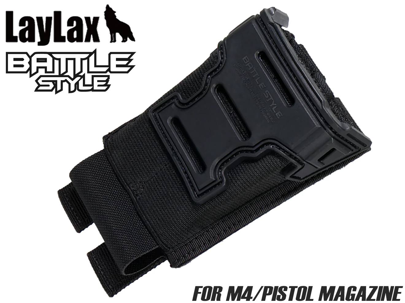 商品説明ITEM INFOライフル/ハンドガンどちらでも使える2WAY収納システムLaylax PROMETHEUS 2WAY FLEXマグポーチ [M4/ハンドガン対応]です。各社AEG / GBB M4・M16シリーズマガジンと、各社ハンドガンのマガジンに対応します。●広口設計でスムーズなリロード●伸縮ファブリックによる確実な保持力●ハンドガンマガジンも使える2WAY収納システム●柔軟構造で軽量・静音●MOLLEシステム対応●ハーフピッチMOLLEウェビング採用本製品は、迅速な操作性と確実な保持力を両立するタクティカルマガジンポーチです。広口設計により、片手でもスムーズな差し込みと抜き取りが可能で、リロード動作を妨げません。本体には伸縮性のあるファブリック素材を採用し、マガジンの形状に追従してしっかりと保持。走行や激しい動作時でも安定したホールド力を発揮します。さらにファブリック構造により軽量で静音性にも優れ、快適な装備運用を実現します。M4マガジンに対応し、内部にベルクロ式仕切りを装着することでハンドガンマガジン2本の収納も可能。装備やミッションに応じて柔軟に使い分けられる2WAY収納システムを採用しています。背面にはMOLLEストラップを備え、タクティカルベルトやプレートキャリア、チェストリグ、バックパックなど、MOLLEシステム対応装備へ確実に装着可能。さらに、従来のMOLLE規格では難しかった中間位置への装着を可能にし、装備レイアウトの自由度を向上、高い汎用性と拡張性を備え、あらゆる装備構成に対応します。操作性・保持力・拡張性を高次元で融合した、実戦志向のマガジンポーチです。商品基本情報・スペックITEM SPEC●商品名 ： Laylax PROMETHEUS 2WAY FLEXマグポーチ [M4/ハンドガン対応]●商品番号 ： H9958B●ブランド ： LAYLAX●カラー ： ブラック●対応 ： 東京マルイ AEG / GBBM4/M16系マガジン、KRYTAC M4系マガジン、ハンドガン マガジン各種注意事項ITEM NOTE∇ご購入時の留意事項商品はすべて点検してからのお届けになります。商品によってはパッケージの開封等を行う場合もございますことをご了承ください。※商品には万全を記しておりますが、万一不備な点がございましたら、お手数ですがお問い合わせフォームにてご連絡頂ますようお願い致します。※商品が適合外であった場合、またはお客様都合による交換・返品・返金は出来ません。よくお確かめの上、ご購入下さい。※モニター環境により、実際の商品の色と若干異なる場合がございますのでご了承下さい。※他サイトでも同時販売の為売り切れの際はご了承下さい。※売り切れの際は早急にご連絡させて頂きます。（当社休業日を除く）関連商品RELATED ITEMLayLax BITE-MG バイトマグ クイックマグホルダーBK[H9874B]LayLax BITE-MG バイトマグ クイックマグホルダーDE[H9874D]LayLax 電動ハンドガン用マガジンキーパー BK[H9868B]LayLax 電動ハンドガン用マガジンキーパー DE[H9868D]【検索キーワード】：4580887533137 ライラクス 東京マルイ M16A1 M16A2 M16VN M733 M4A1 SR16 RIS CQB マガジンホルダー マグホルダー 次世代 装備品 バトルスタイル ホルスター ポーチ