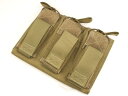 【MOLLE対応】EMERSON GEAR 5.56 ピストル トリプルマガジンポーチ/KHAKI◆M4/M16/SCAR等STANAGマグ M92F/G18C/P226等ハンドガンマグに対応