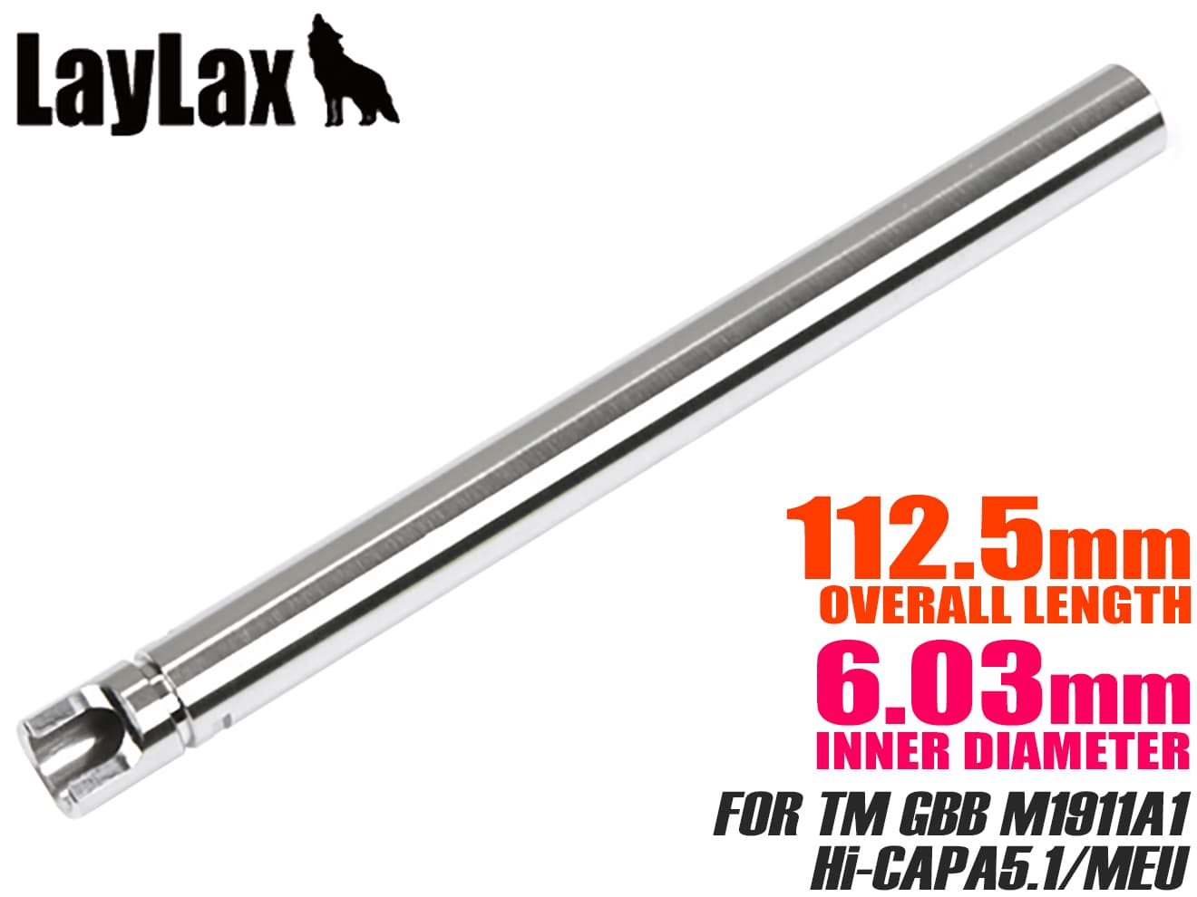 LayLax NINE BALL ハンドガンバレル(Φ6.03インナーバレル) 112.5mm 東京マルイ GBB Hi-CAPA5.1/M1911A1/MEU◆MARUI ガスブロ タイト 精密バレル 内部パーツ