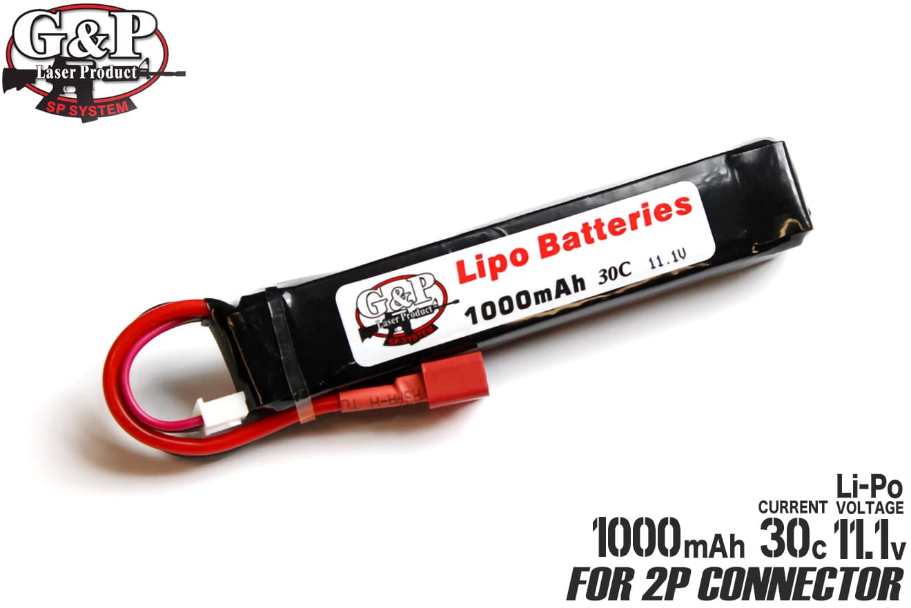 【薄型コンパクト設計】G&P GP-BAT003　11.1V 1000mAh (30C)リチウムポリマーバッテリー★ストックパイプ内もOK　検）電動ガンマルイVFCKSC［全国一律300円配送可能］