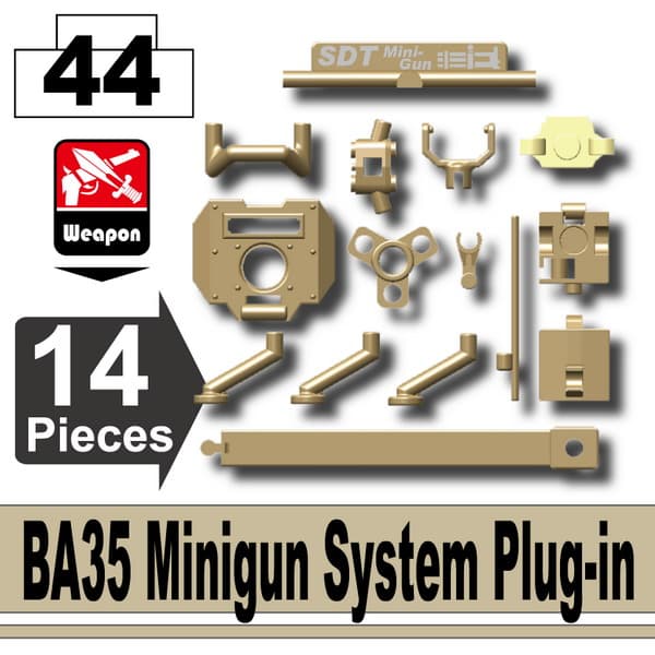 【レゴカスタムパーツ/ウエポンパーツ】AFM BA35 ミニガン システム プラグイン/ダークタン◆M134ミニガン専用/トライポッド付属![全国一律300円配...