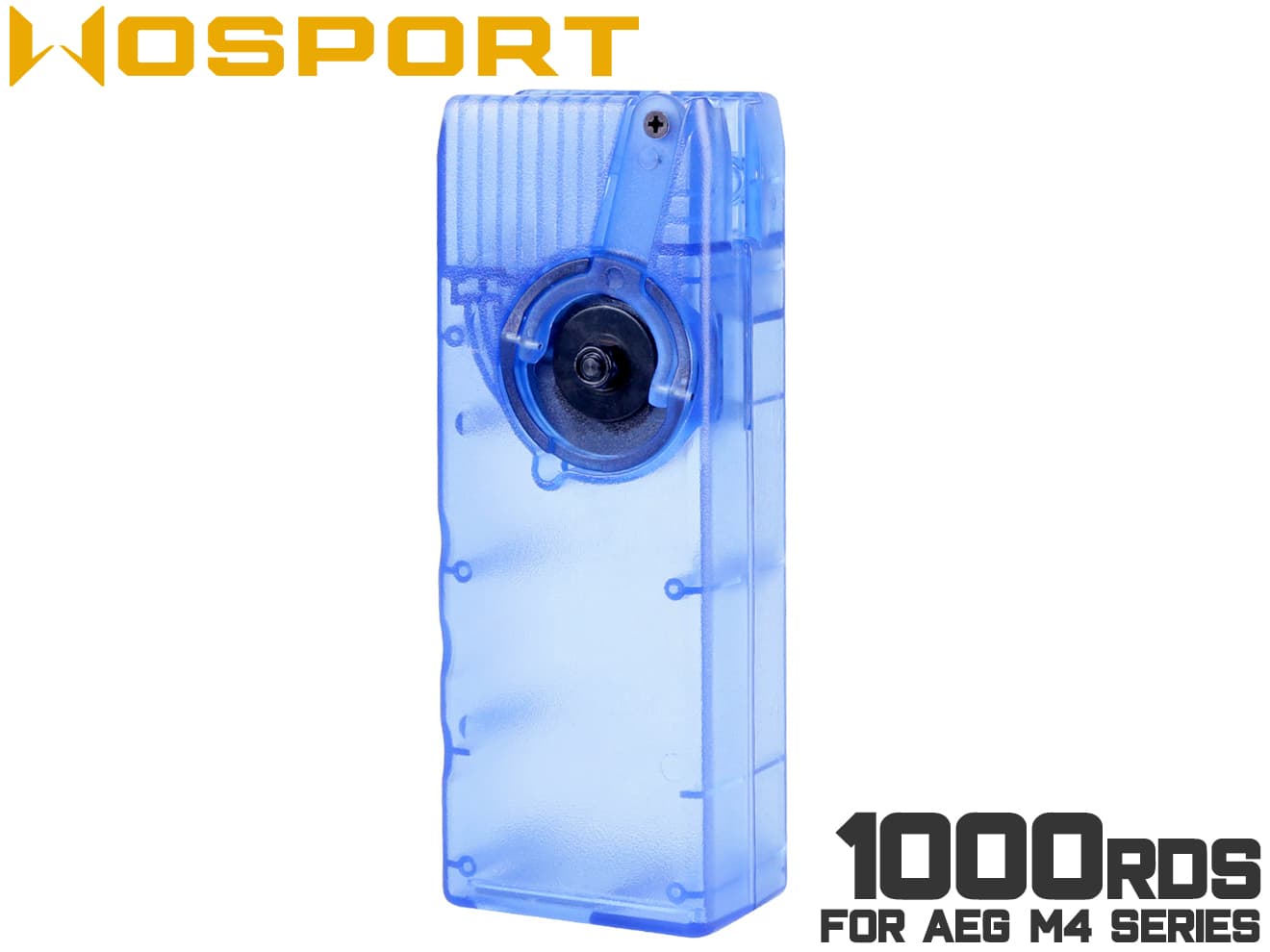 【ワケアリ】WoSporT ハイスピード リールBBローダー 1000Rds M4◆各社電動ガンM4 ビービーローダー BB弾装填 クイック装填 サバイバルゲーム クリアタイプ ブルー