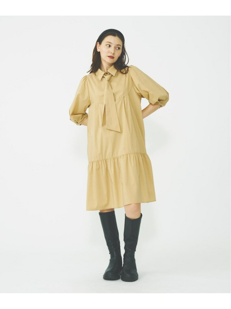 BOW TIE SHIRT DRESS MILKFED. MILKFED. ミルクフェド ワンピース・ドレス シャツワンピース ベージュ ブラック【送料無料】[Rakuten Fashion]
