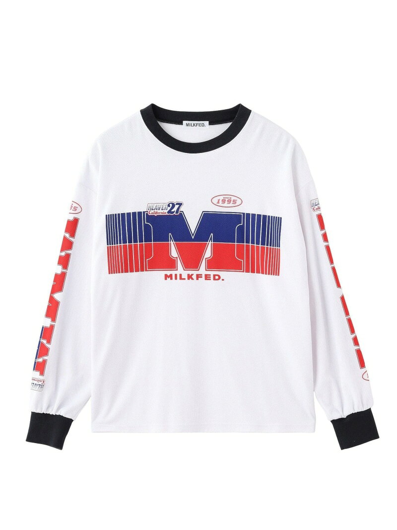 Rakuten - RACING L/S TOP MILKFED. ミルクフェド トップス カットソー・Tシャツ ブルー グレー ホワイト【送料無料】[Rakuten Fashion]