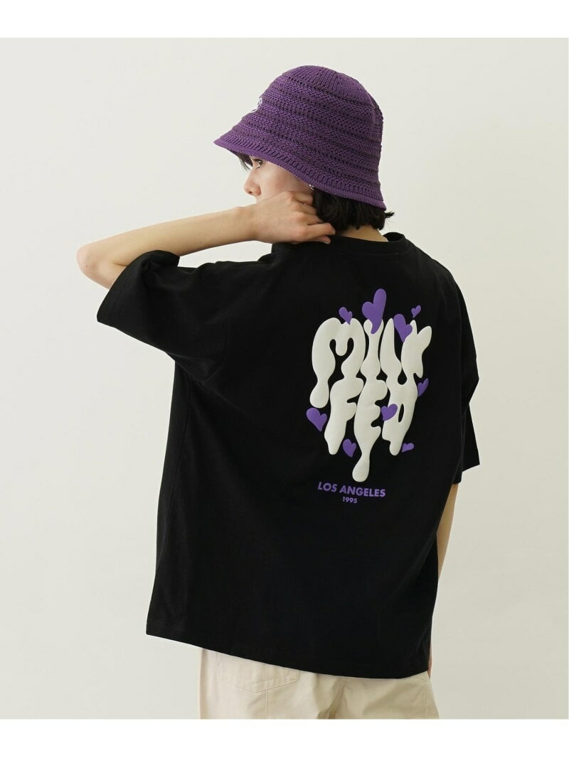 MELT LOGO WIDE S/S TEE MILKFED. MILKFED. ミルクフェド トップス カットソー・Tシャツ ホワイト ブラック パープル【送料無料】[Rakuten Fashion]