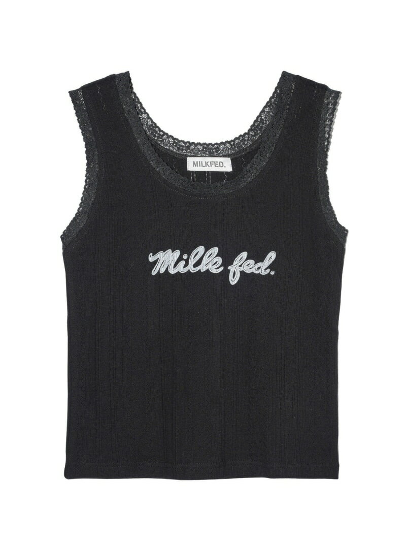 MILKFED.（ミルクフェド）LACE TANK TOP MILKFED.＼スタイリングのスパイスになる！レースデザインが今っぽいロゴタンクトップ／■優しい雰囲気のレースを使ったタンクトップ■レトロな雰囲気に仕上げる為に胸のプリントは少し...