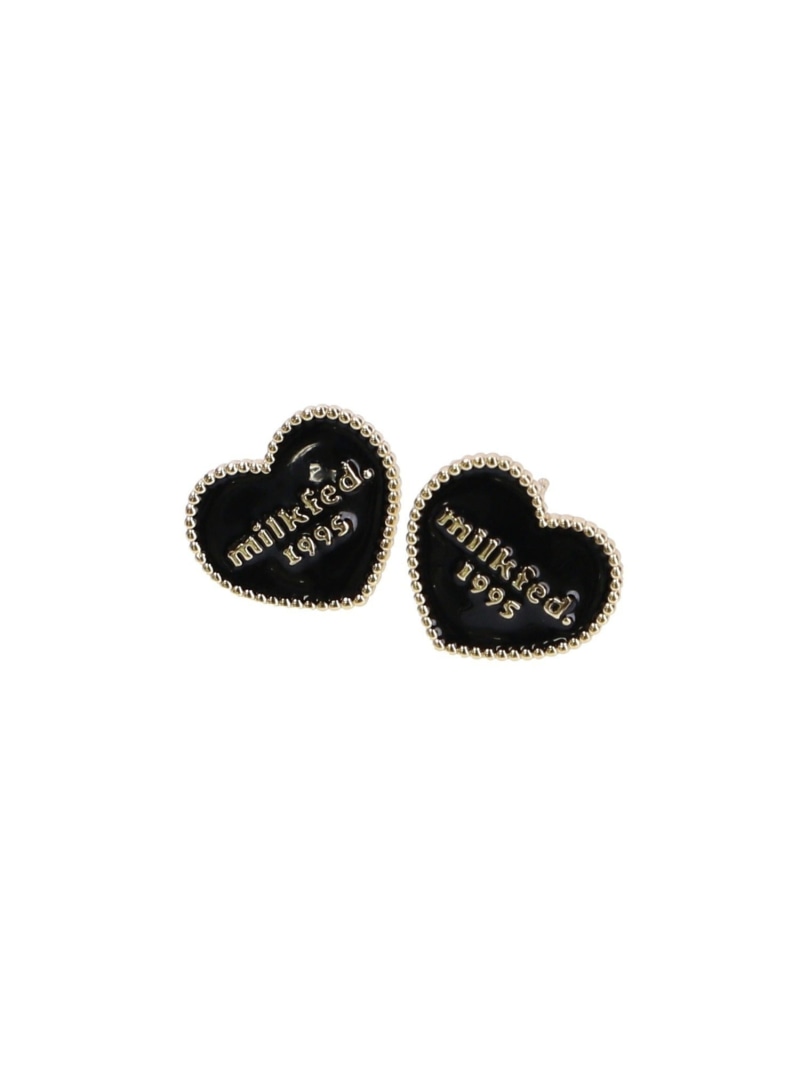 HEART LOGO STUD EARRINGS MILKFED. ミルクフェド アクセサリー・腕時計 イヤリング・イヤーカフ ブラック レッド ホワイト[Rakuten Fashion]