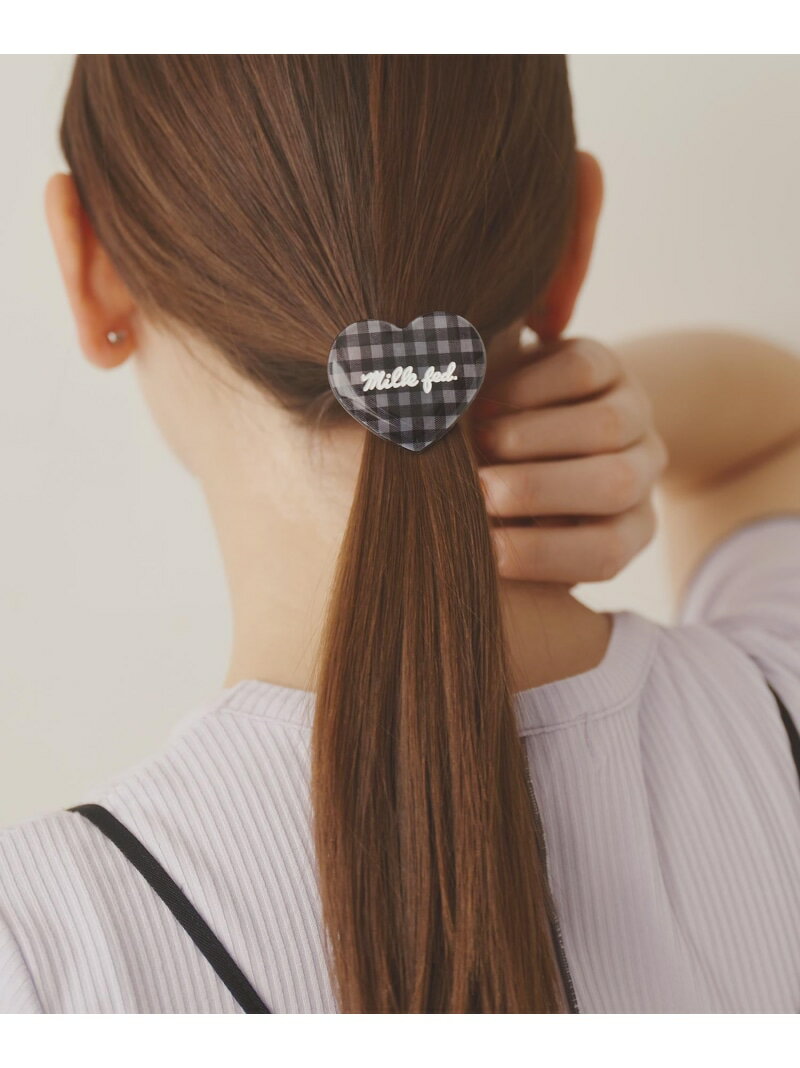 GINGHAM HEART HAIR ELASTIC MILKFED. ミルクフェド ヘアアクセサリー ヘアゴム ブラック ブルー レッド[Rakuten Fashion]