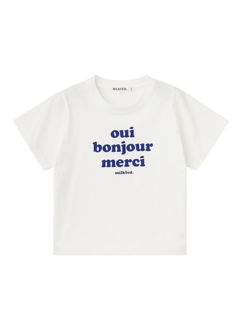 Rakuten - COOPER LOGO FLOCK PRINT COMPACT S/S TEE MILKFED. ミルクフェド トップス カットソー・Tシャツ ブラック ホワイト【送料無料】[Rakuten Fashion]