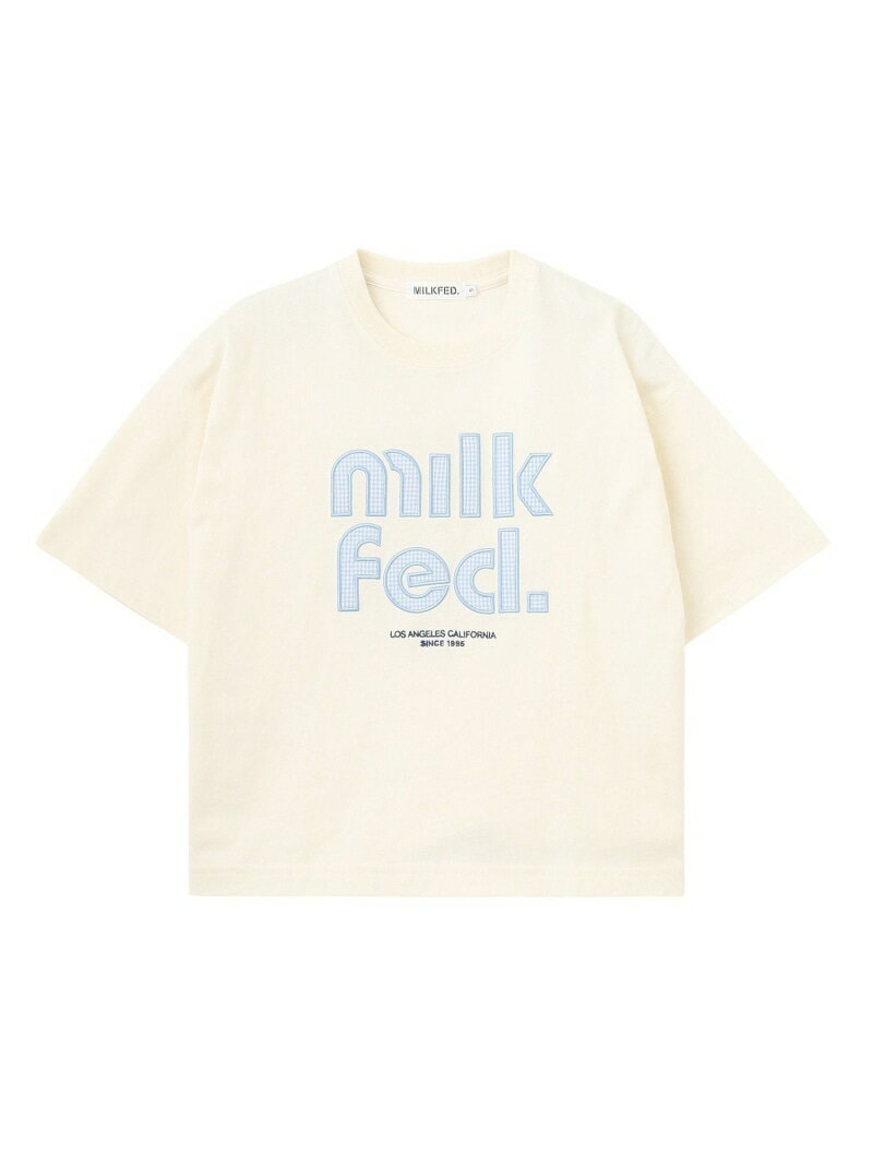 Rakuten - CUT OUT LOGO GINGHAM WIDE S/S TEE MILKFED. ミルクフェド トップス カットソー・Tシャツ ホワイト ブラック【送料無料】[Rakuten Fashion]