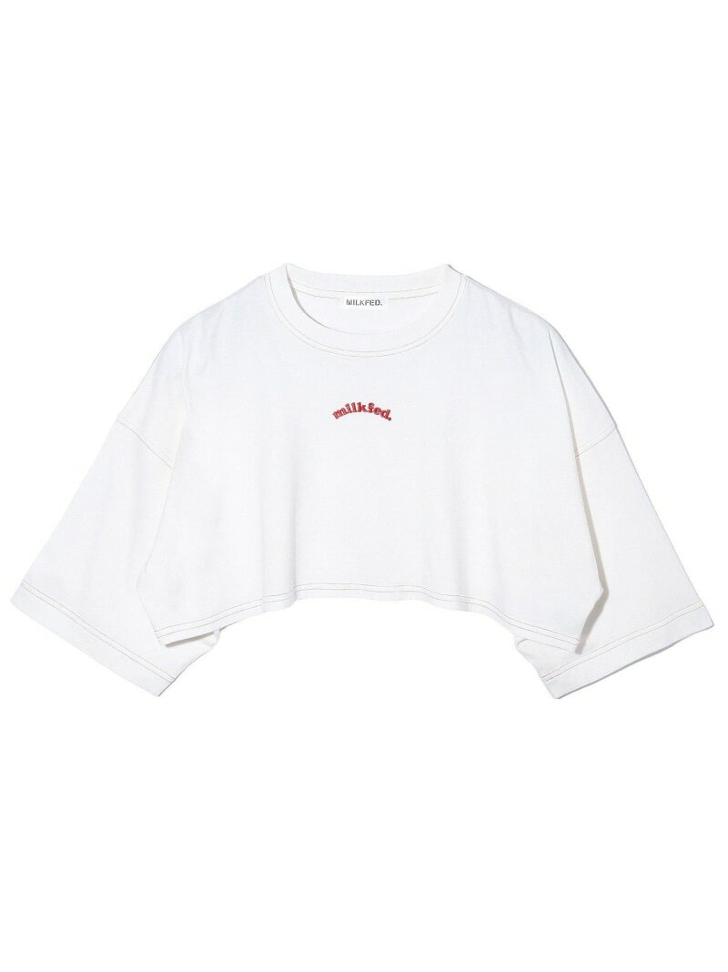 Rakuten - 【SALE／50%OFF】CROPPED TOP MILKFED. ミルクフェド トップス カットソー・Tシャツ ネイビー ブルー ホワイト【RBA_E】【送料無料】[Rakuten Fashion]