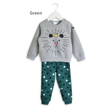 ライオンパジャマ こども パジャマ 長袖 男の子 キッズ 子供服 ベビー服 ルームウェア 部屋着 腹巻き 腹巻付き ライオン 動物 裏起毛 お洒落 プチプラ 北欧 90 100 110 120 130 140 Milkiss ミルキス 2019秋冬新作 秋物 秋 94601 ws ps