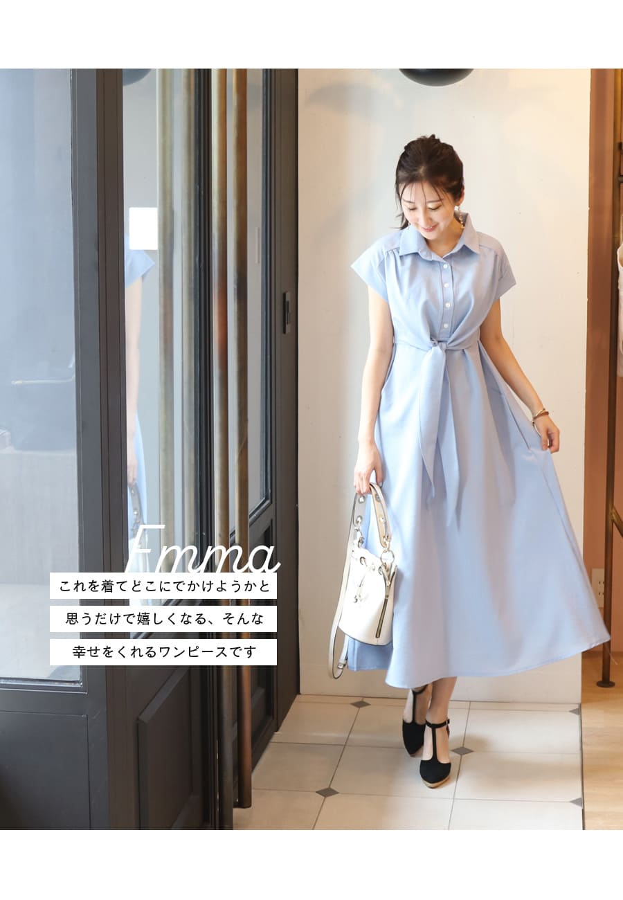 SALE ＜授乳服・マタニティウェア＞エマ・ウエストリボンストレッチフレアーワンピース（めくりタイプの授乳口）　妊娠 出産 産前 産後 ママフォーマル 戌の日　お宮参り Milk tea 2