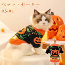 犬服 秋冬 犬 猫 ハロウィン 服 仮装 変装 ニット セーター かぼちゃ パンプキン かぼちゃ柄 コスチューム 袖あり ハッピーハロウィン 暖かい 防寒 かわいい 小型犬 中型犬