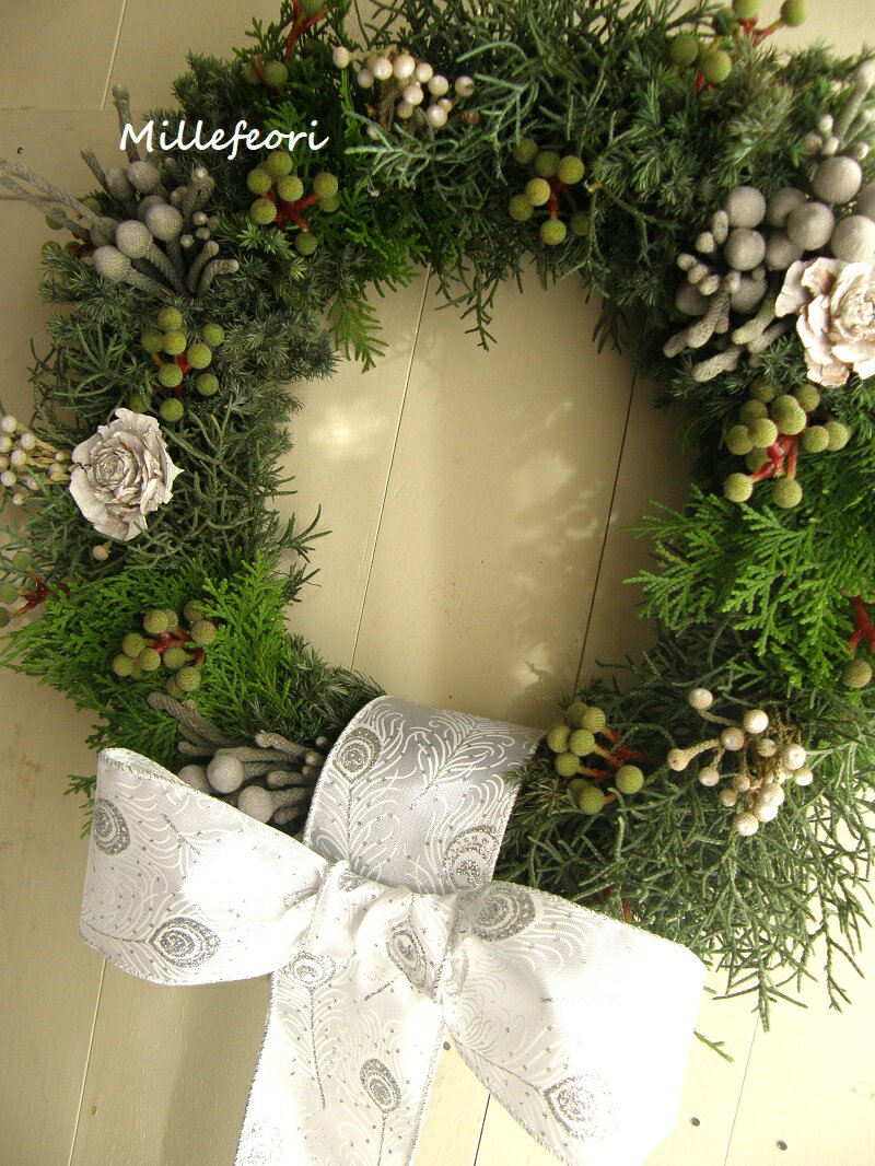 新商品 クリスマスリース玄関 クリスマスリース 30cm クリスマス生リース 手作りクリスマスのサムネイル