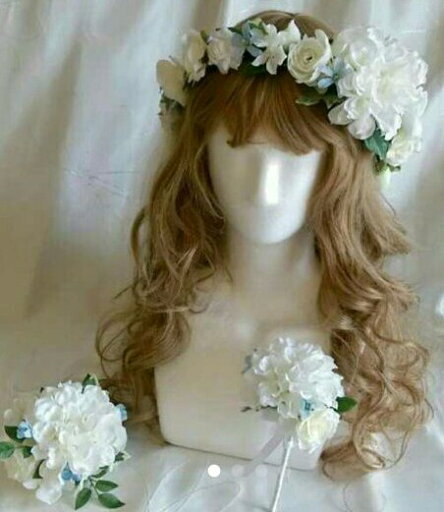 花冠 ブートニア リストレット 3点セット ダリア 花冠 ブートニア リストレット 3点セット ダリア