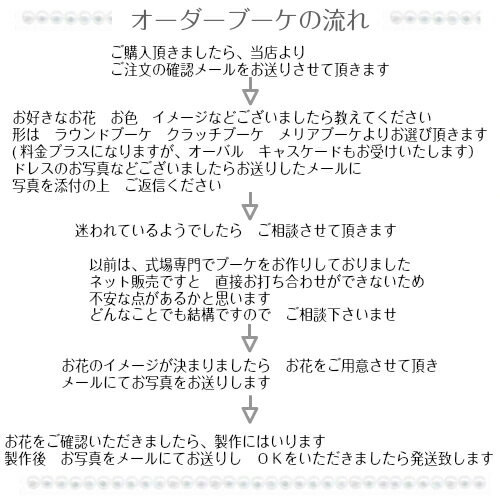 オーダーブーケ　ラウンドorクラッチorメリアブーケ　髪飾り　ブートニア3点セット　【ブライダルブーケ】【造花　ブーケ】 【ウェディングブーケ】【ラプンツェル風髪飾り】NO.195