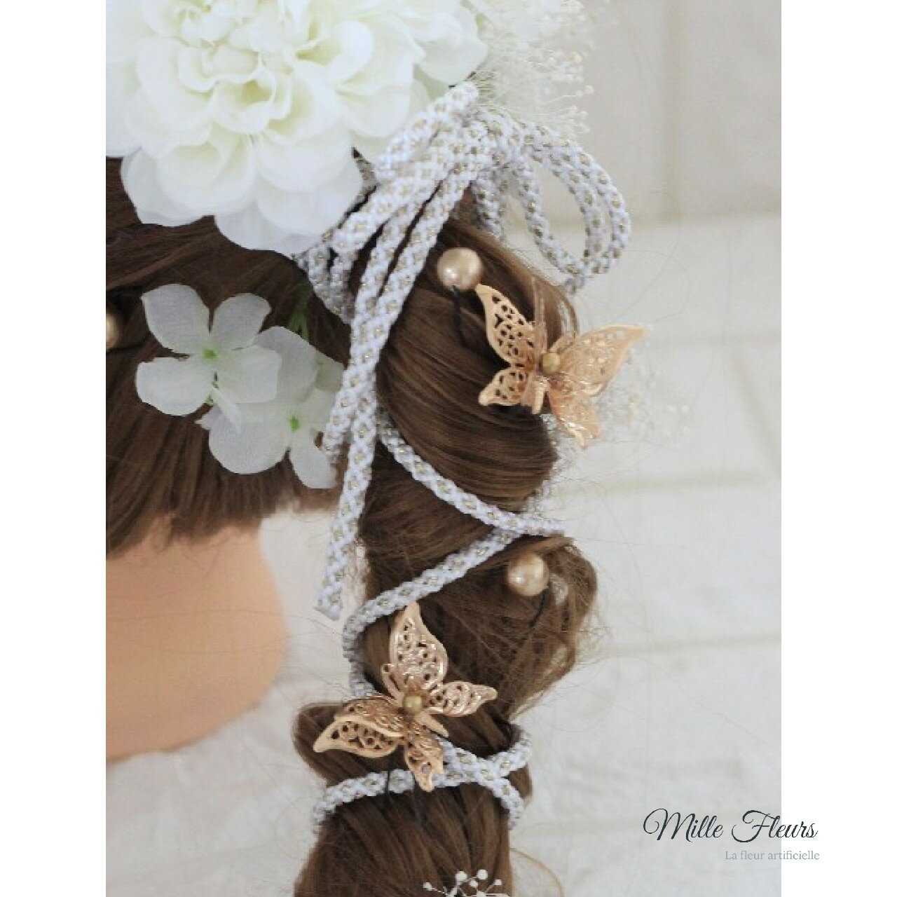 髪飾り 和装 　白　 ヘアアレンジ 玉ねぎヘア 送料無料 NO.202228