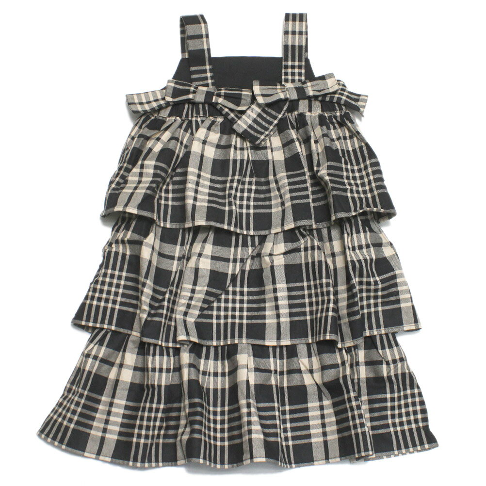 【マルーク/maarook/ベビー服/子供服/Wonder apartment】 タータンチェックティアードジャンパースカート クロ系(24)