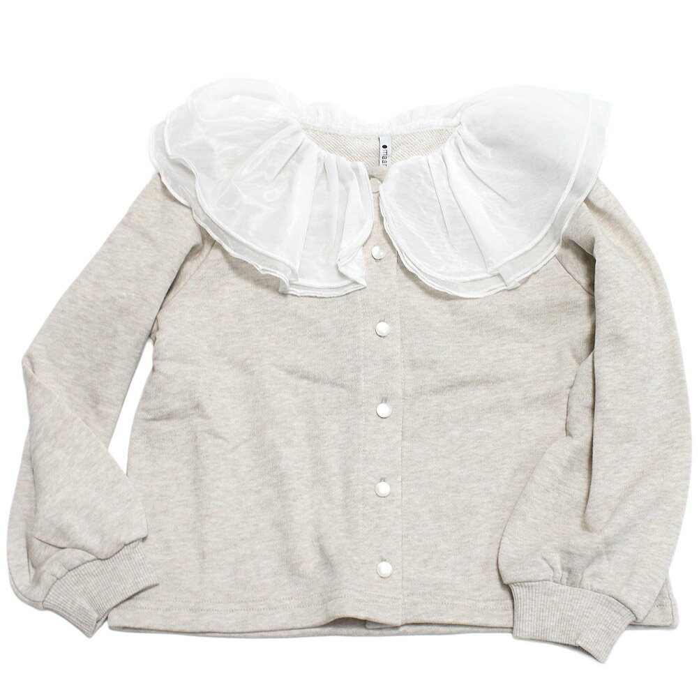 【マルーク/maarook/ベビー服/子供服/Wonder apartment】 裏毛フリル衿カーディガン オートミール(2)