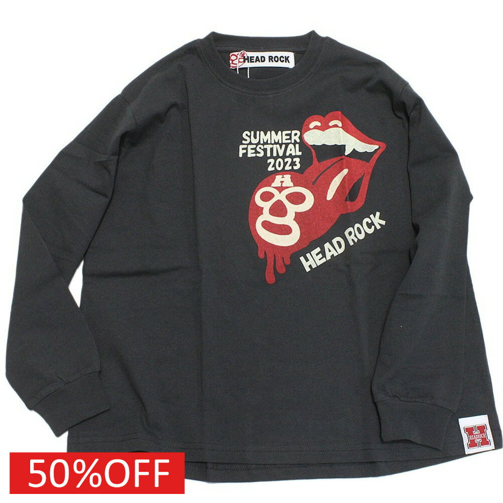 【子ども服/ジュニア服/ヘッドロック/HEADROCK】 セール 【50%OFF】 MASK FASTIVALロングTシャツ ブラック(1)