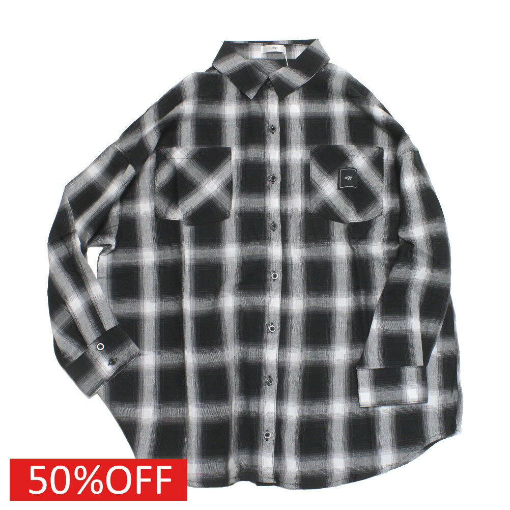 樂天商城 - 【アルジー/algy/ジュニア/女の子/JS/ガールズ】 セール 【50%OFF】 BIGチェックTシャツ ブラック(BK)
