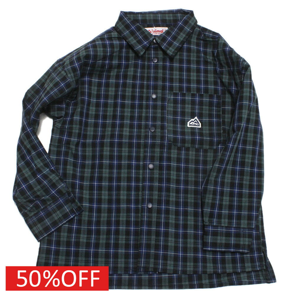 樂天商城 - 【子供服/ミニマル/minimal/キッズ服/アウトドア/SDGs】 セール 【50%OFF】 先染めロングスリーブシャツ コン(50)