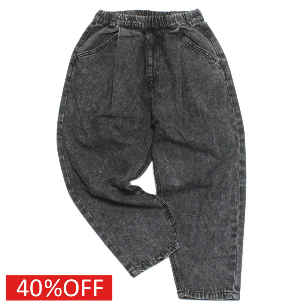 【ocean＆ground/オーシャンアンドグラウンド/子供服/ベビー/キッズ/ジュニア】 セール 【30%OFF】 デニムテーパードタックパンツ ブラック(BK)(4.0)