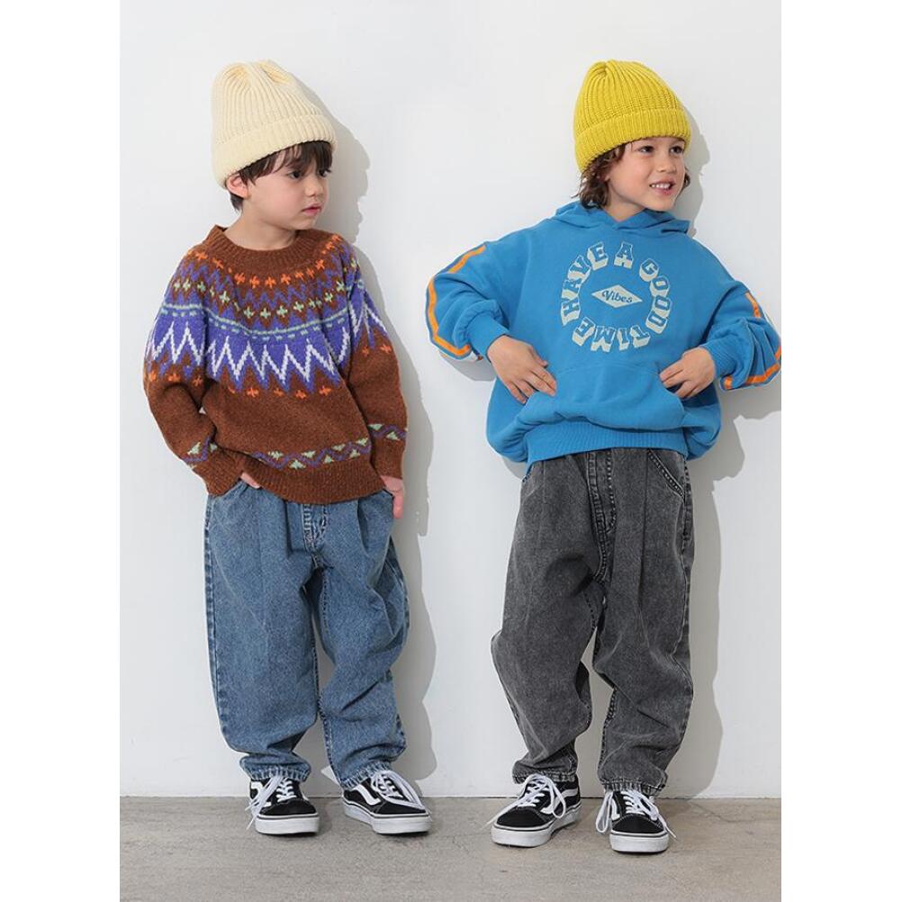 【ocean＆ground/オーシャンアンドグラウンド/子供服/ベビー/キッズ/ジュニア】 セール 【30%OFF】 デニムテーパードタックパンツ ブラック(BK) 2