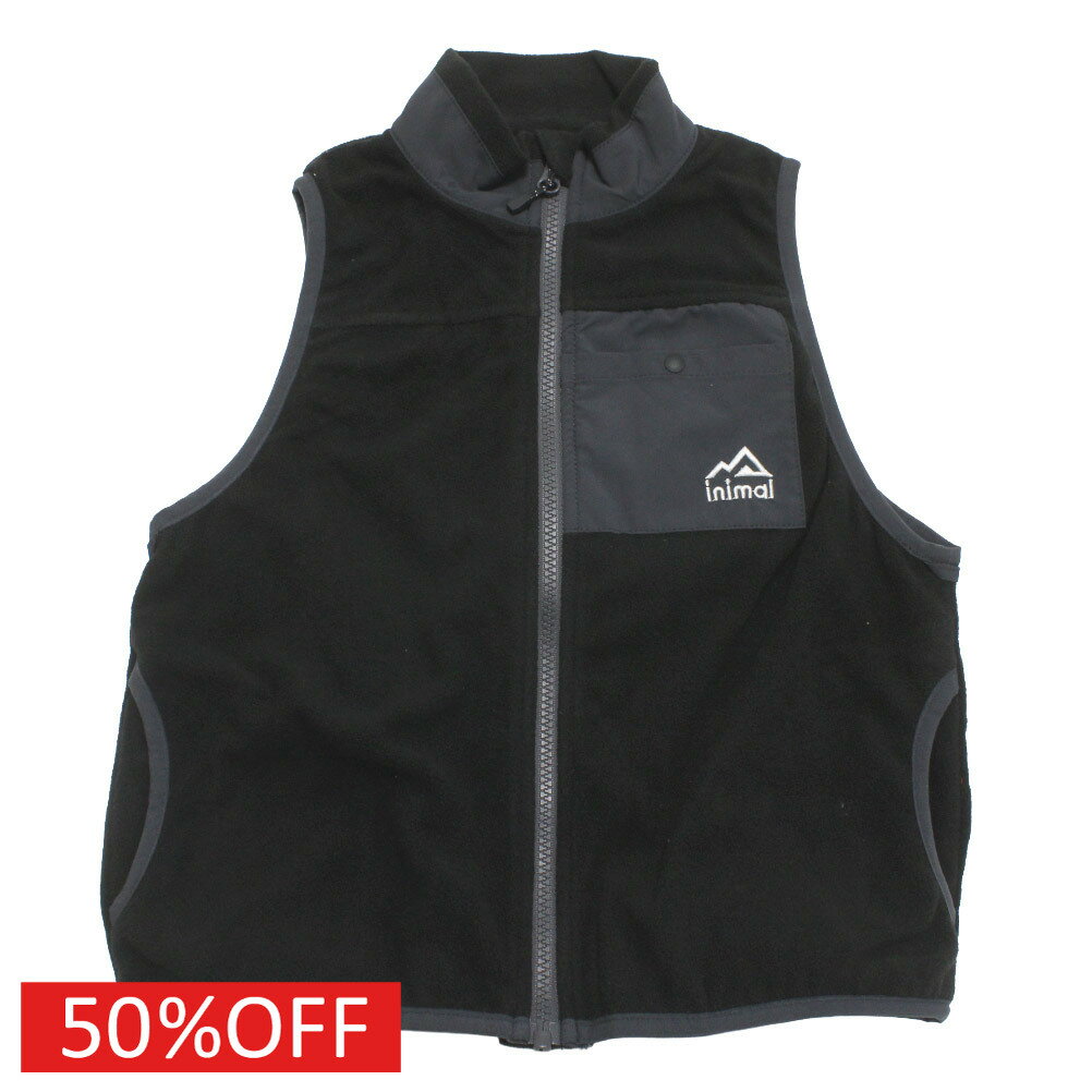 【子供服/ミニマル/minimal/キッズ服/アウトドア/SDGs】 セール 【50%OFF】 フリースベスト クロ(80)