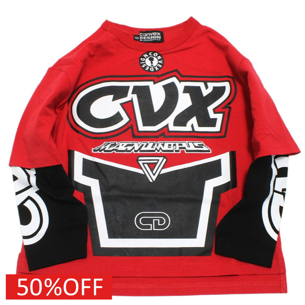 Rakuten - 【コンベックス/CONVEX/子供服/ジュニア/キッズ】 セール 【50%OFF】 CVXレイヤードTシャツ アカ(4)