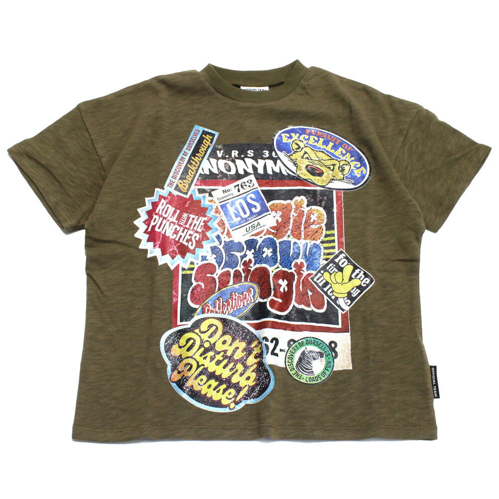 樂天商城 - 【オフィシャルチーム OFFICIALTEAM】 スラブ天竺 ステッカー柄Tシャツ カーキ