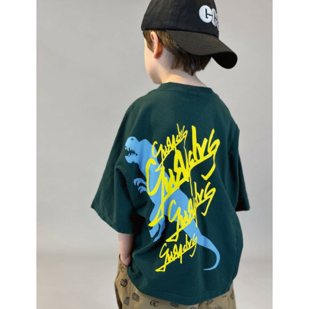 【子供服/グルーヴィーカラーズ/groovy colors/ジュニア/男の子】 テンジク DINOSAUR WIDE シルエット TEE(6分袖)【3月入荷予定...