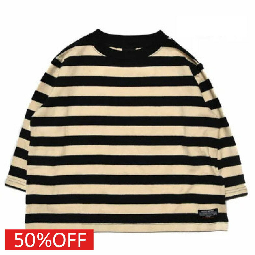 楽天子供服ミリバール【ニードルワークス/ジュニア服/NEEDLEWORKS】 セール 【50％OFF】 肉厚天竺ボーダーワイドロンT ブラック