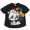 【グラグラ/GRANDGROUND/キッズ/ガールズ】 LOVE レインボードルマンTシャツ ブラック