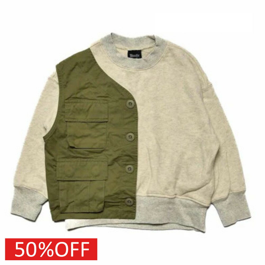 【ニードルワークス/ジュニア服/NEEDLEWORKS】 セール 【50%OFF】 柔らか裏毛リメイク風トレーナー オートミール(4)