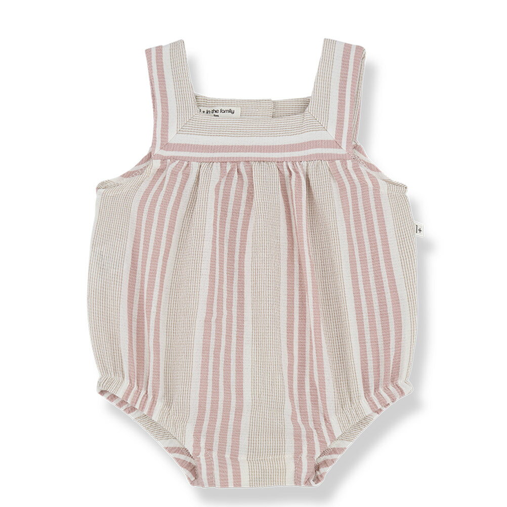 【出産祝い1＋in the family ワンモアインザファミリー ベビー服】 EREN (ストライプサロペットロンパース) トスカーナ(TSC)