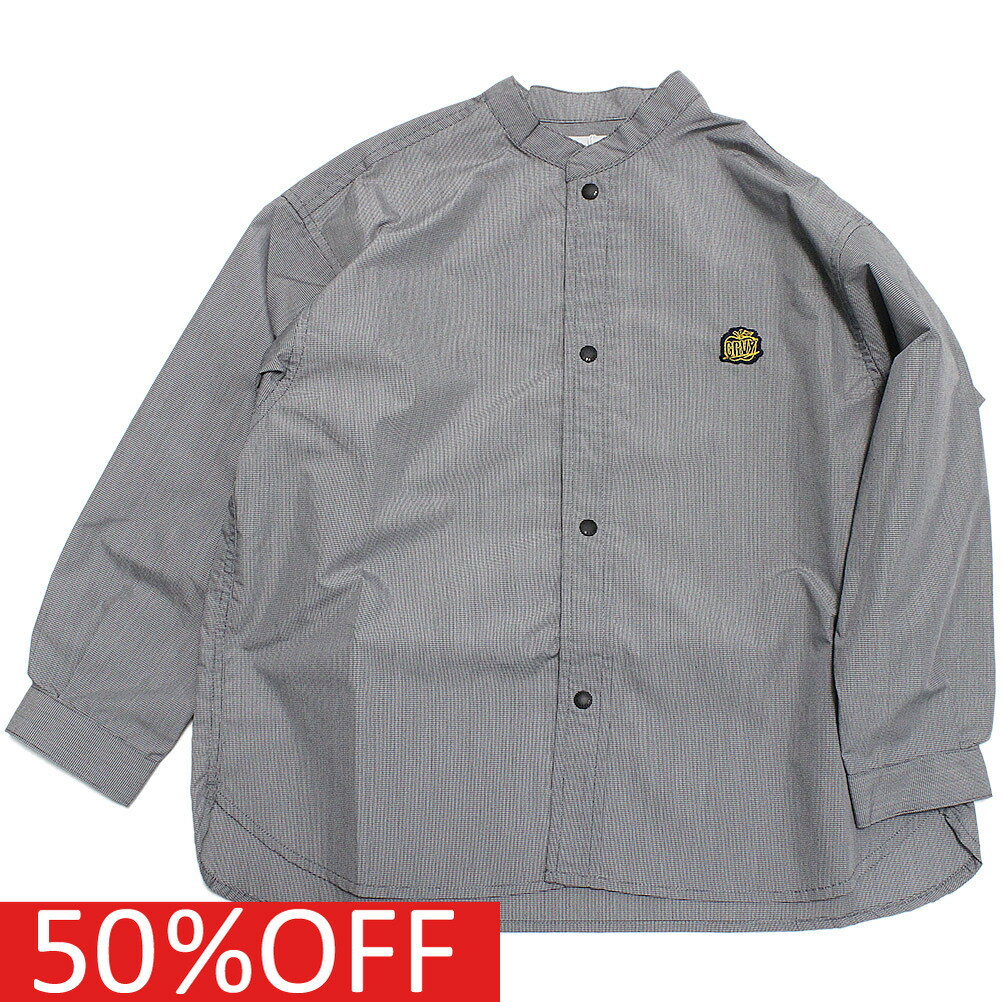 【子供服/グルーヴィーカラーズ/groovy colors/ジュニア/男の子】 セール 【50%OFF】 バンドカラー GRVY BIGシャツ 2BK黒
