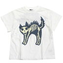 【ニードルワークス/ジュニア服/NEEDLEWORKS】 T/C天竺感電猫蓄光プリントTシャツ ホワイト(4)