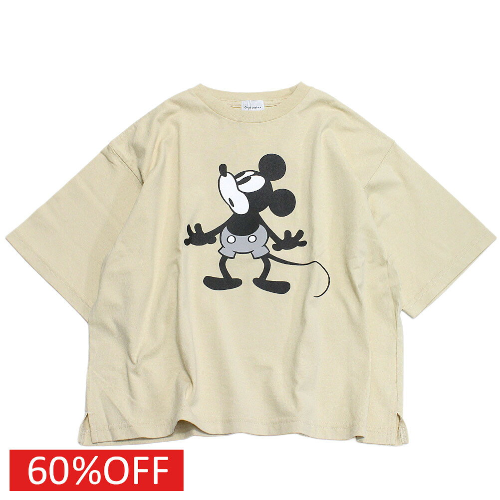 T-Shirts （Half Sleeves） - 【子供服/グルーヴィーカラーズ/groovy colors/ジュニア/男の子】 セール 【50%OFF】 テンジク MICKEY OVER SIZE TEE 16BEベージュ