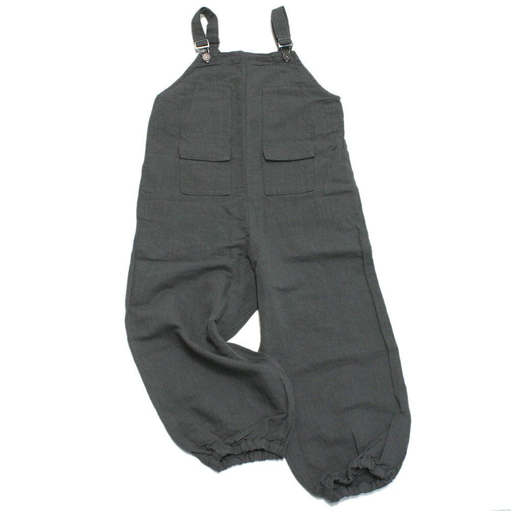 【ニードルワークス/ジュニア服/NEEDLEWORKS】 綿麻サロペット チャコール