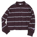 【Champion/チャンピオン/メンズ/レディース】 LONG SLEEVE ボーダーポロシャツ バーガンディ(109)