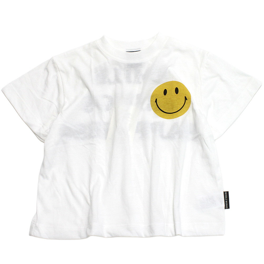 【ニードルワークス/ジュニア服/NEEDLEWORKS】 T/C天竺SMILE Tシャツ ホワイト