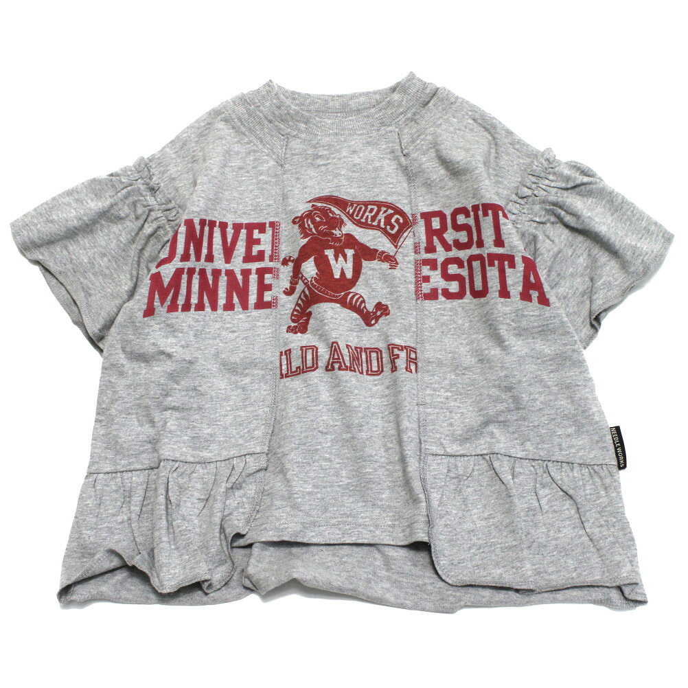 【ニードルワークス/ジュニア服/NEEDLEWORKS】 リメイク風Tシャツ トップグレー