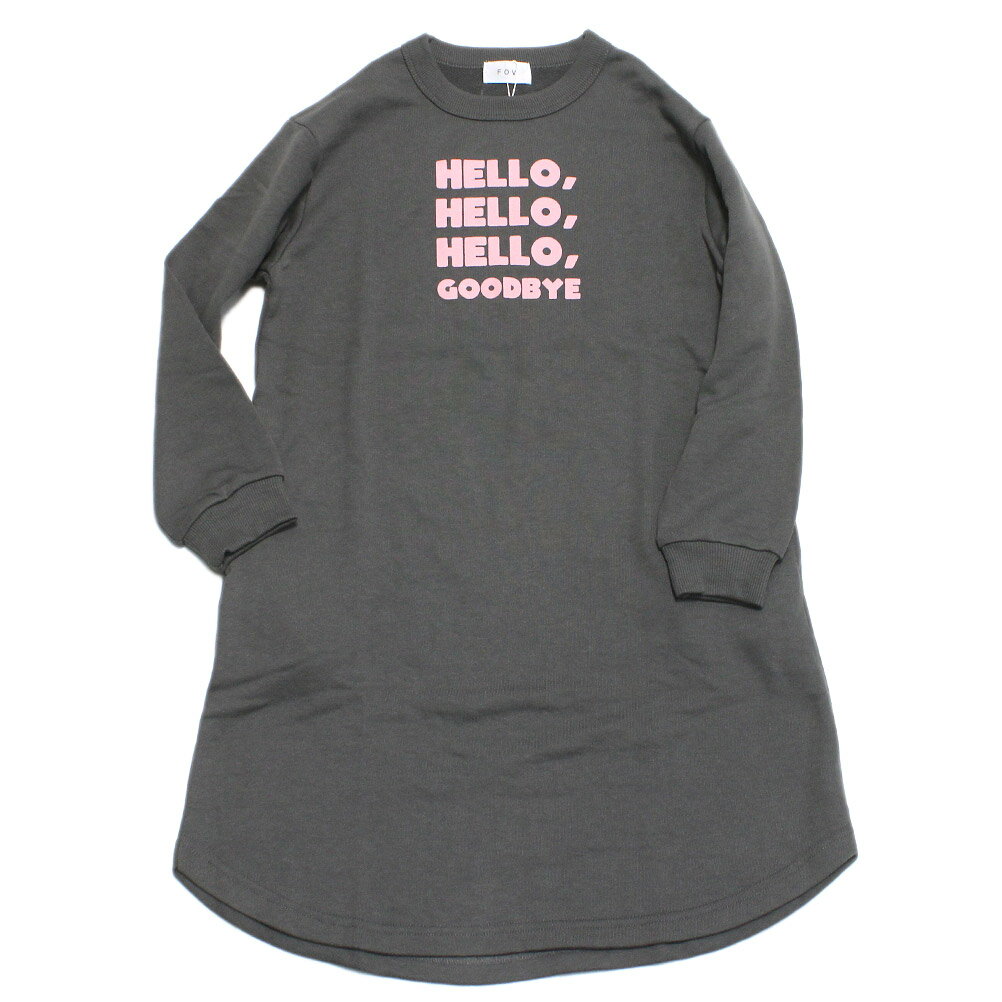 【FOV/フォブ/こども服/キッズ/親子/カジュアル】 HELLO スウェットワンピース チャコール(CG)